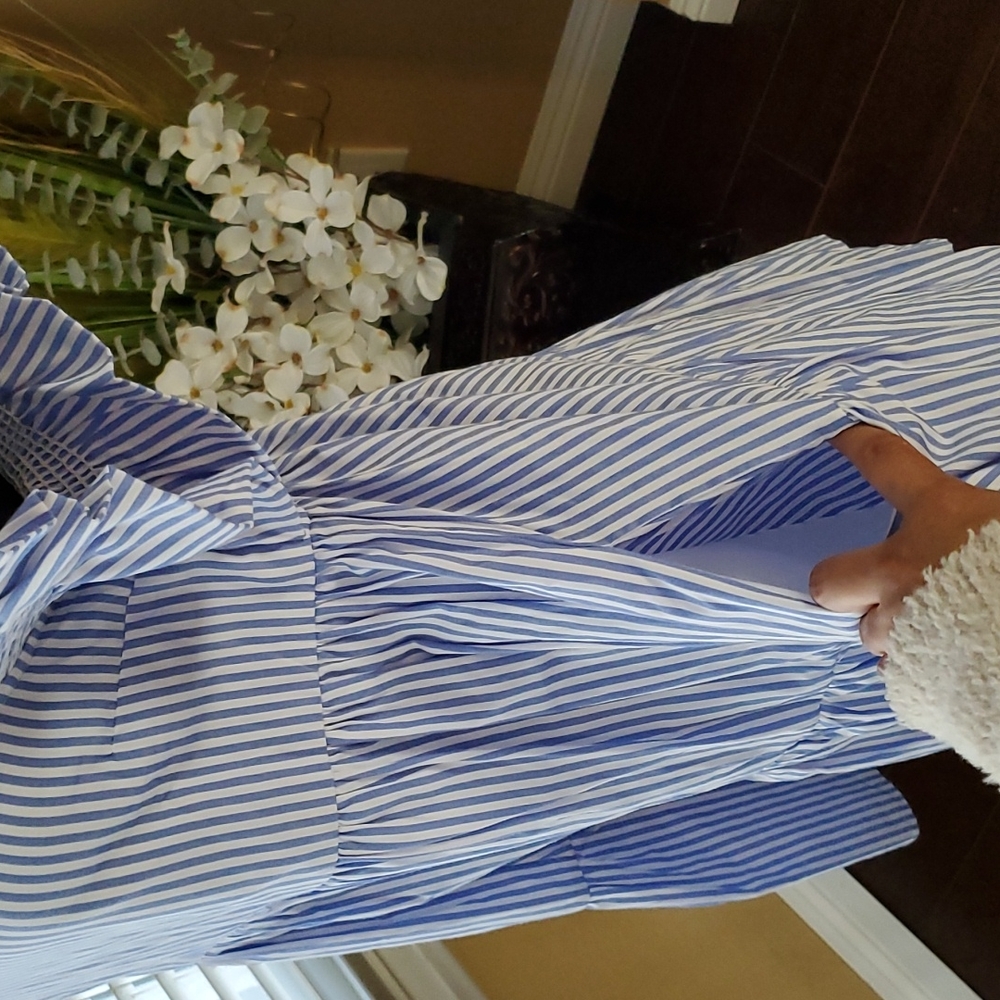 🆕️ English Factory Blue & White Striped Mini Dress SIZE: XS - Picture 7 of 16
